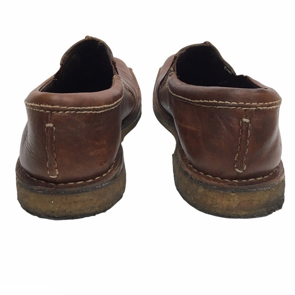 JOHNSTON & MURPHY Loafers Brown Leather Slip On Sheepskin Crepe Sole Size 12M - Picture 6 of 13